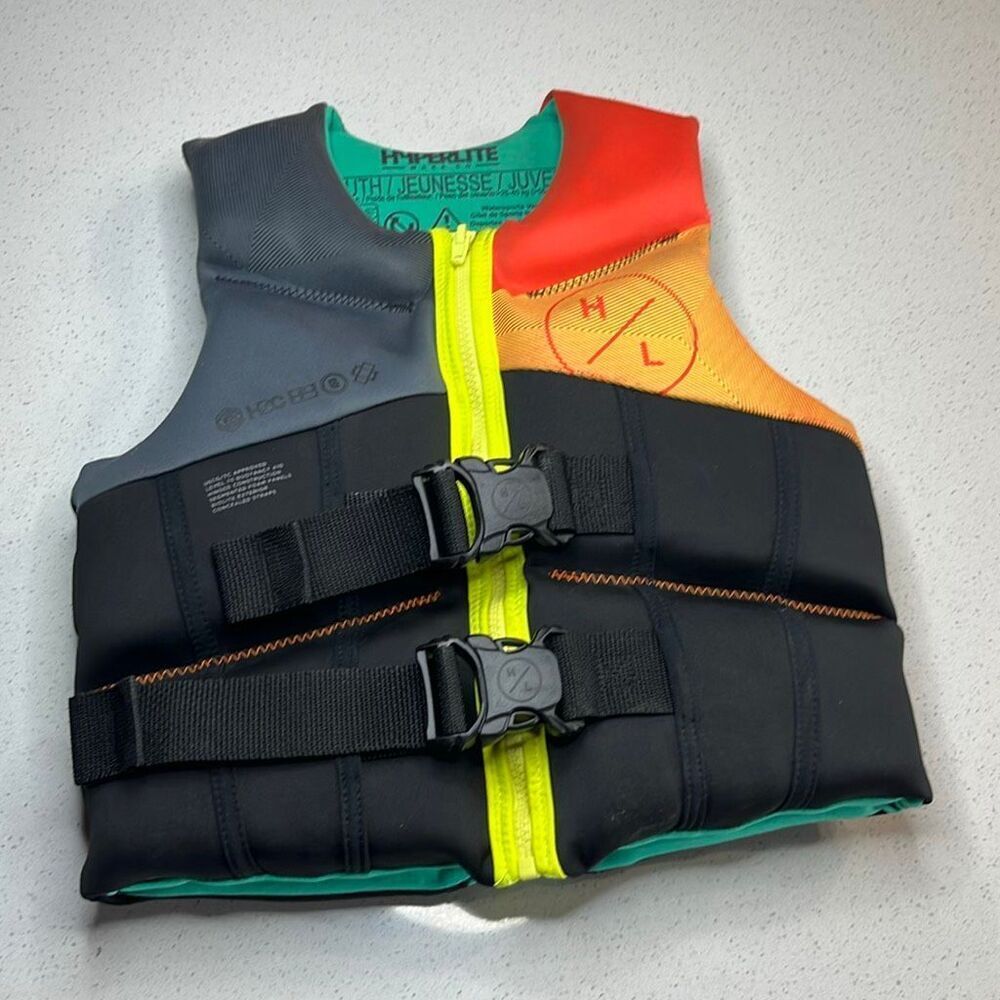 Hyperlite Wake Co Lot of (2) Youth Life Vest 55-88 lbs. Gray/Orange